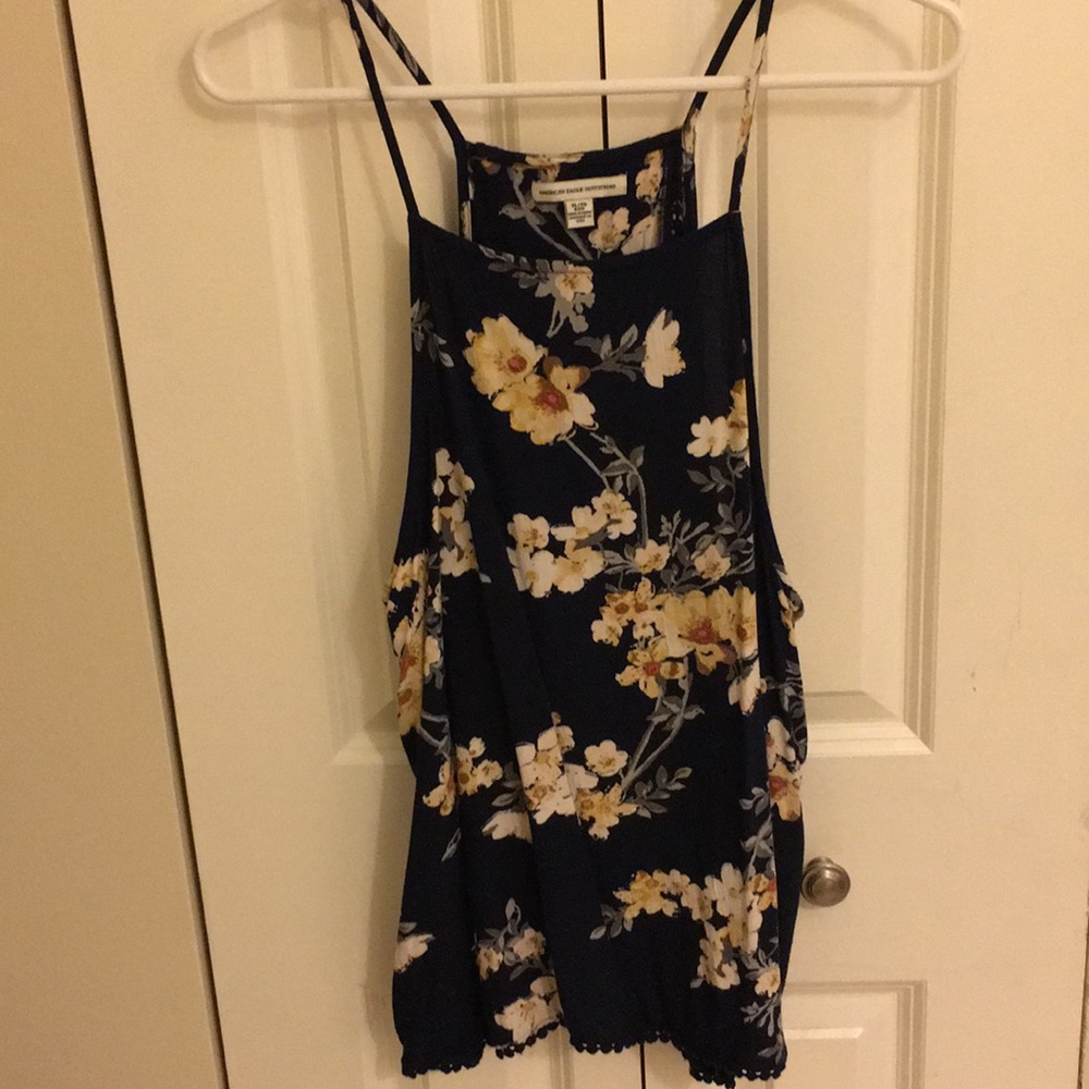 American Eagle Blue Floral Tank Top